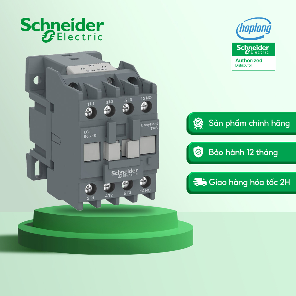 Khởi động từ lc1e0910m5 schneider - 3p - 9a - 4kw - 220vac coil - 1no
