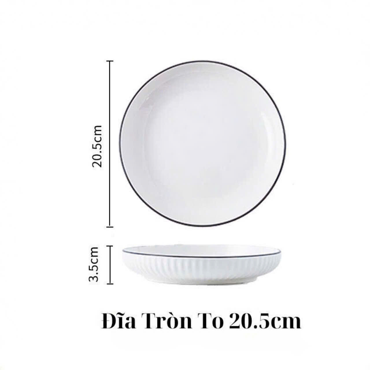 dĩa sứ sọc trắng viền đen nhiều size 15.5cm, 18cm, 20cm 22.5cm - MUA 10 CÁI TẶNG 1 CÁI CÙNG LOẠI
