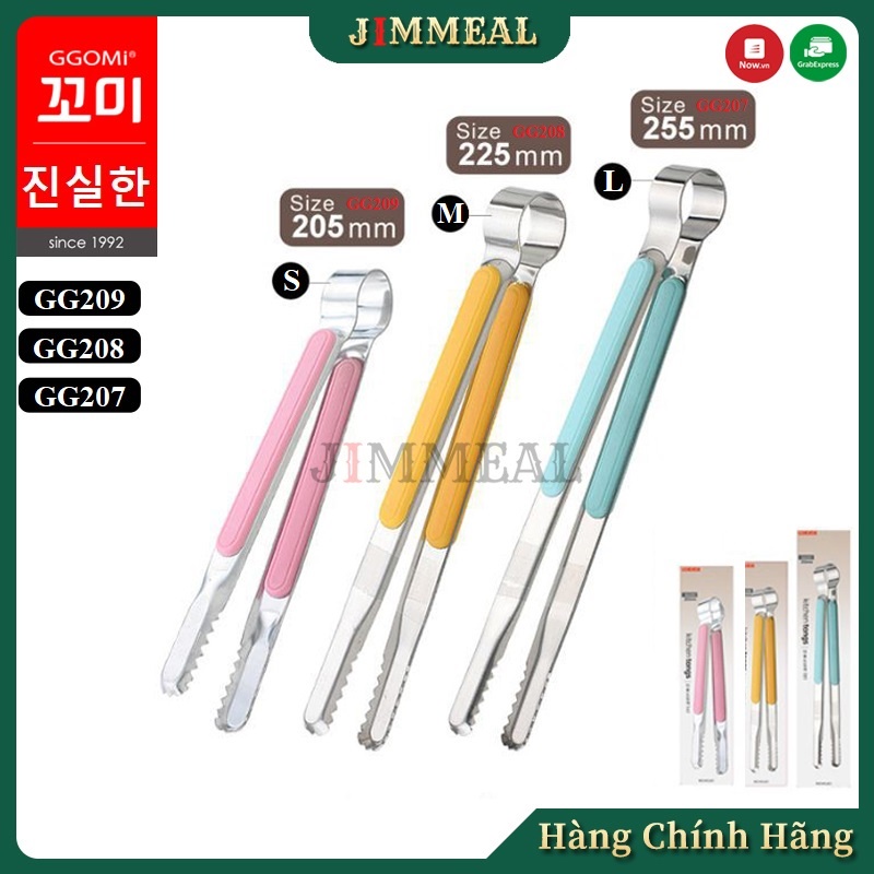 Kẹp gắp thức ăn, kẹp gắp thịt nướng inox hàn quốc ggomi gg209 gg208 gg207 20.5cm 22.5cm 25.5cm cao cấp