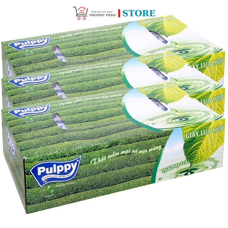 KHĂN GIẤY LỤA PULPPY 2 LỚP 1 HỘP 100 TỜ