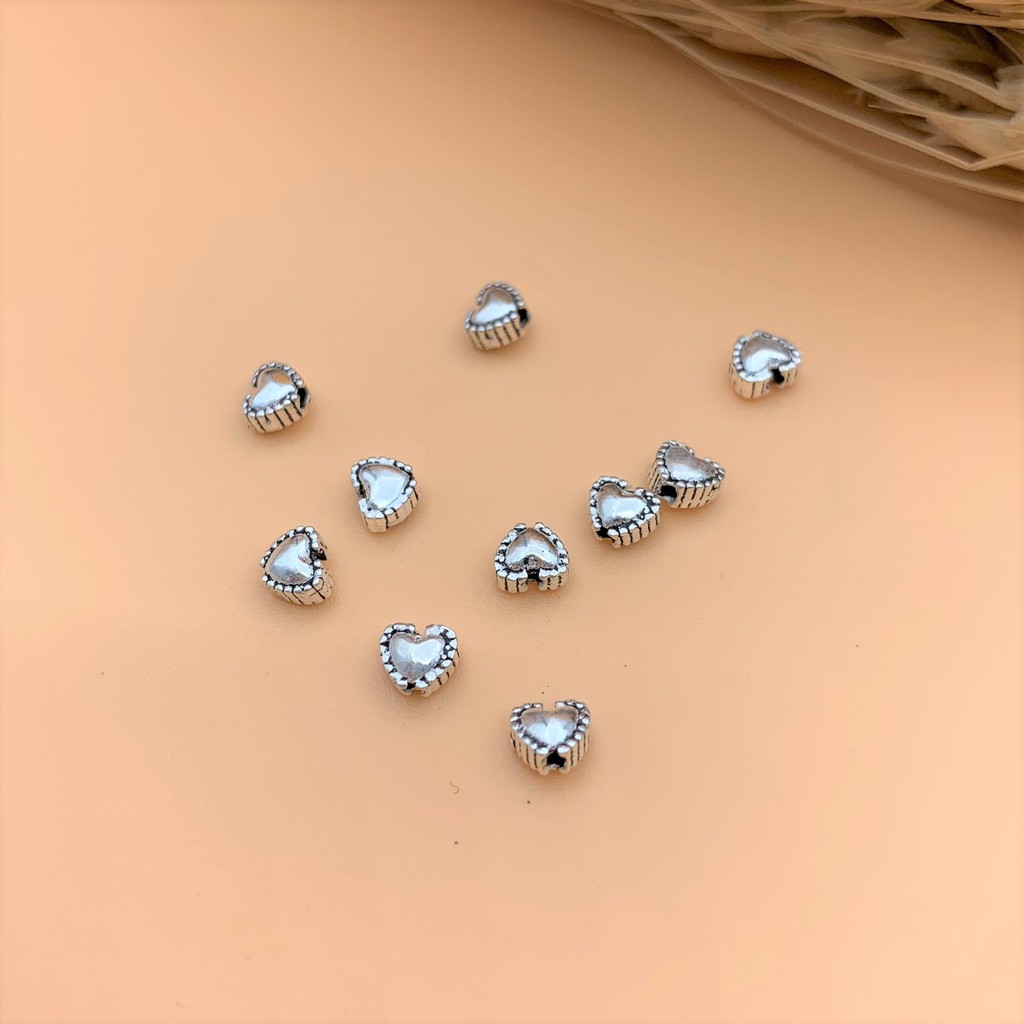 Charm bạc thái nối hình trái tim - charm bạc 925 - mã ca241