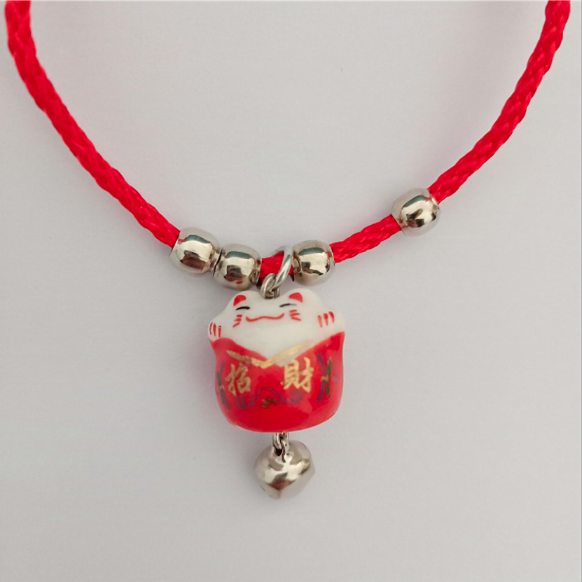 [HCM]Vòng tay mèo Maneki Neko Nhật Bản may mắn màu đỏ ớt
