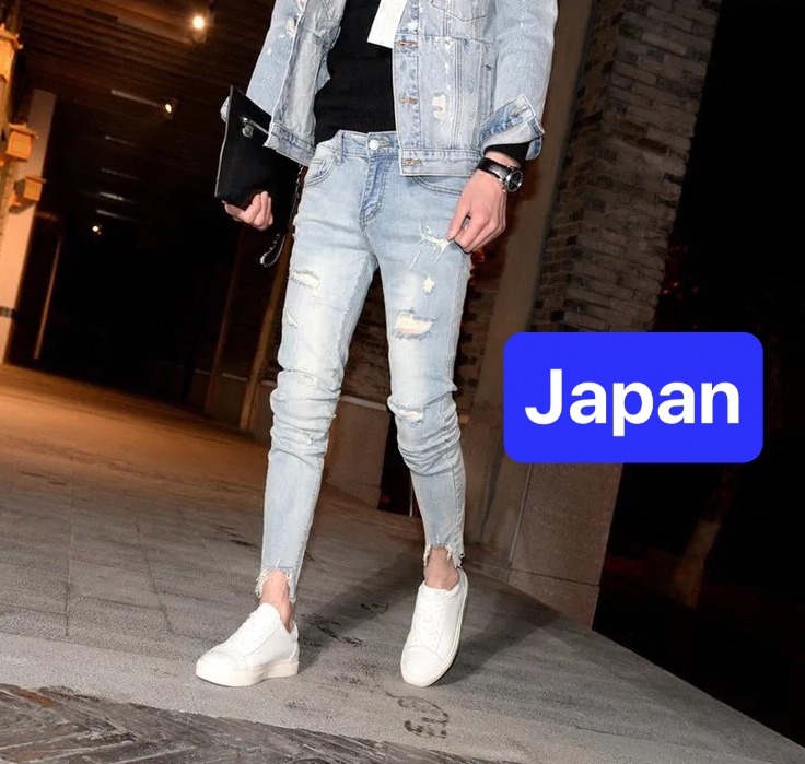 QUẦN JEAN NAM CHẤT BÒ XANH WASH RÁCH CHÂN NHẬT BẢN MENLY CHẤT LƯỢNG CAO, CO GIÃN NHẸ JP-277- JAPAN FASHION