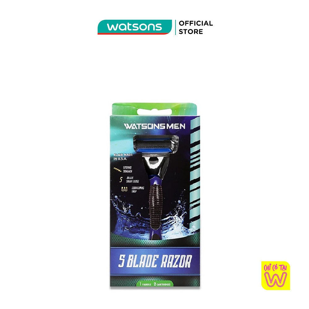 Bộ Cạo Năm Đầu Watsons 5-Blade System Cho Nam (1 Cán+2 Lưỡi)
