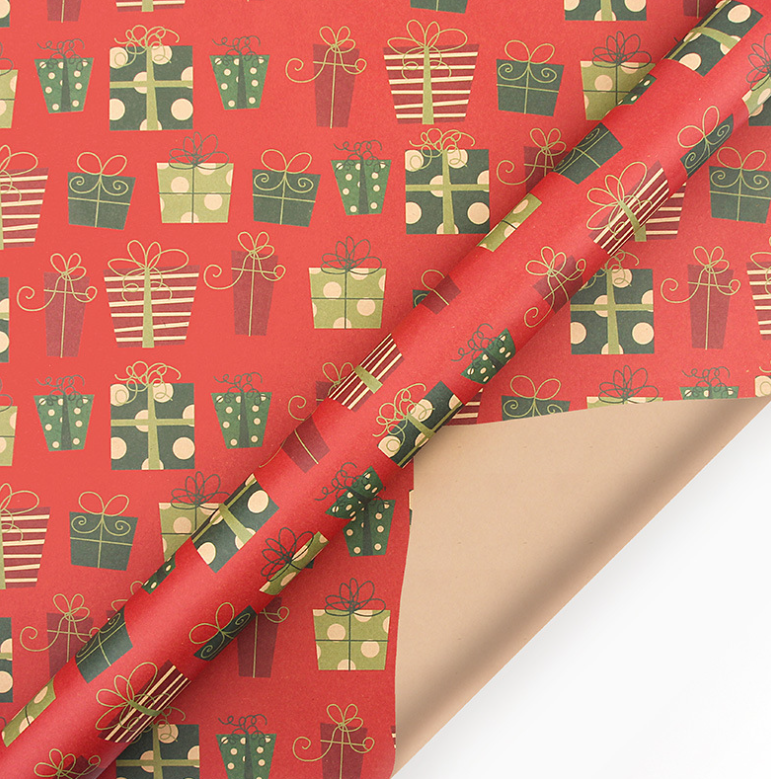 Giấy gói quà giáng sinh phong cách retro châu âu giấy kraft noel 70x50cm