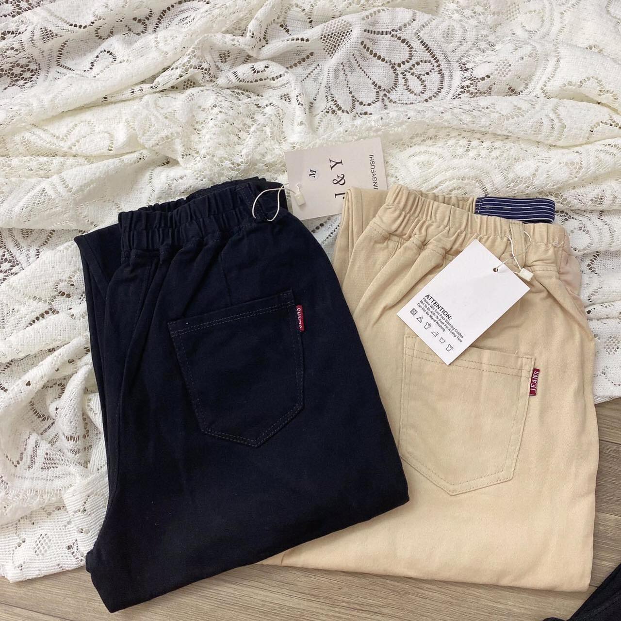 Quần Bầu Dáng Baggy, Chất Kaki Mềm, Mịn