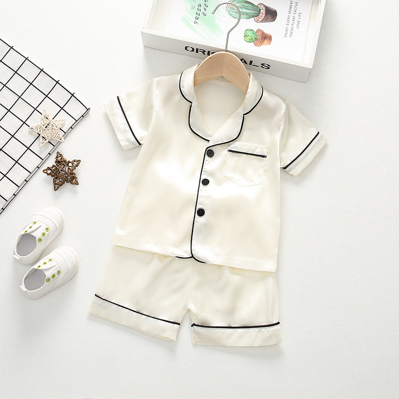 Bộ Pijama Lụa Trơn Cộc Tay Cho Bé, Bộ Đồ Ngủ Cho Bé Trai Bé Gái  Từ 6-28kg Mặc Đều Xinh Chất Lụa Satin Cao Cấp - SUMO KIDS