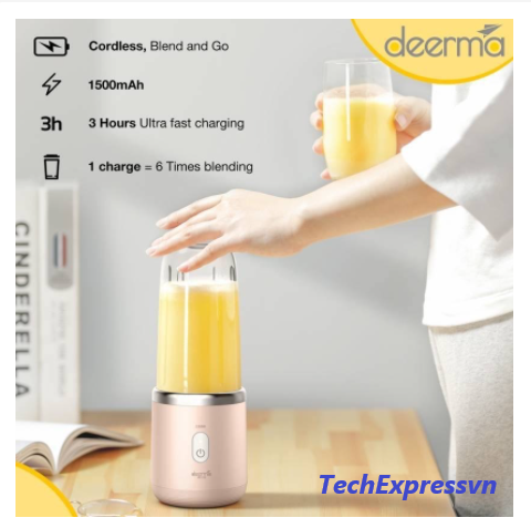 XIAOMI- Máy xay sinh tố cầm tay không dây Xiaomi Deerma Mini Juice Blender Tiện Dụng thông minh NU05-Hàng chính hãng