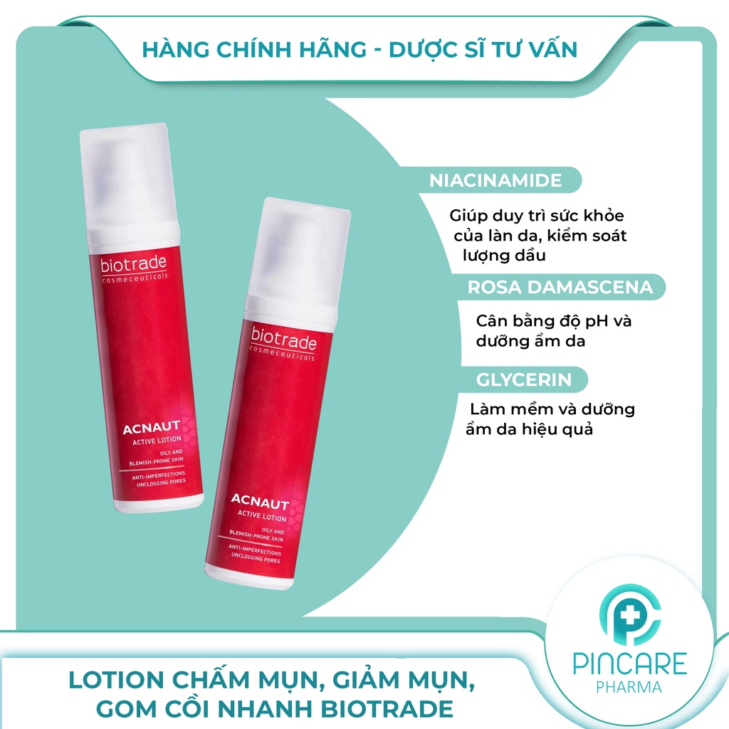 Lotion Chấm Mụn, Giảm Mụn, Gom Cồi Nhanh Biotrade Acnaut Lotion - Hàng Chính Hãng - Nhà Thuốc Pincare