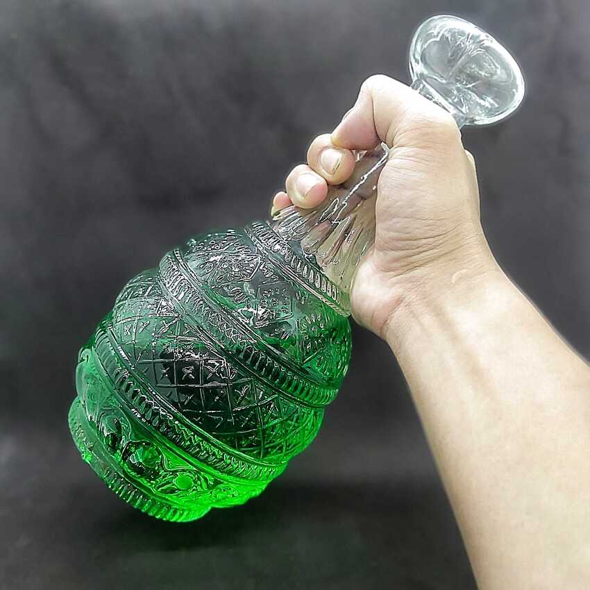 Bình Đựng Ruou thủy tinh 1000ml mẫu giọt nước hoa văn tháp phật nổi – Vỏ Chai Rượu Đẹp - Chai Đựng Rượu 1 Lít (A8)