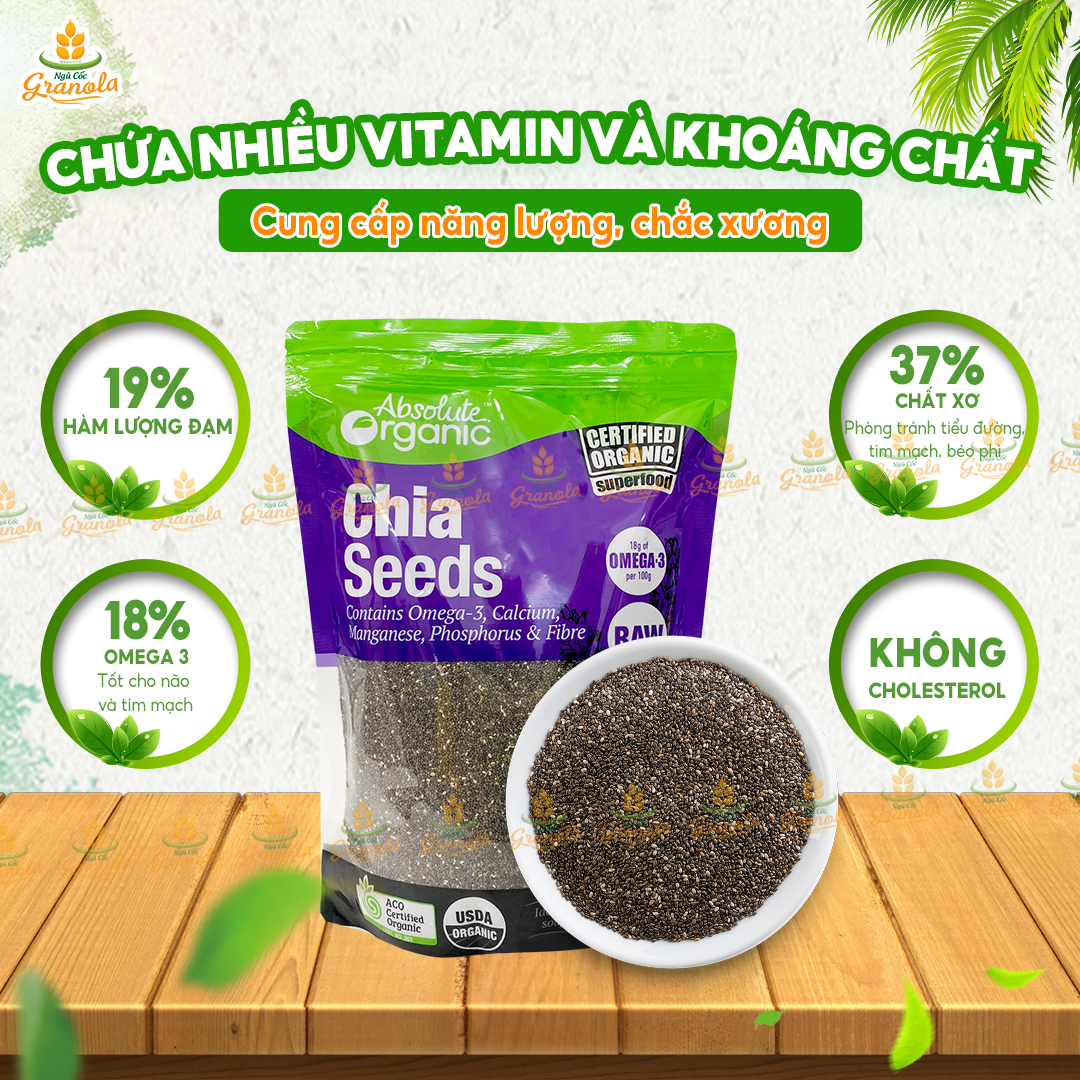 [CỰC SỐC] Hạt Chia Úc 1KG Absolute Organic Hữu Cơ - Chuẩn Chất Lượng - (Hạt Ngon)