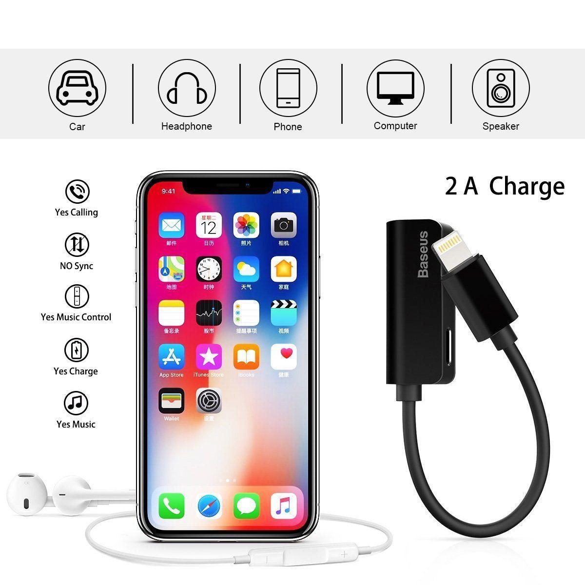 Bộ Chia Cổng Lightning 1 Thành 2 Baseus L37 Vừa Sạc Vừa Nghe Nhạc Có Thể Đàm Thoại Cho Iphone 7/ Iphone 8/ Iphone X/ Iphone Xs,Xs Max