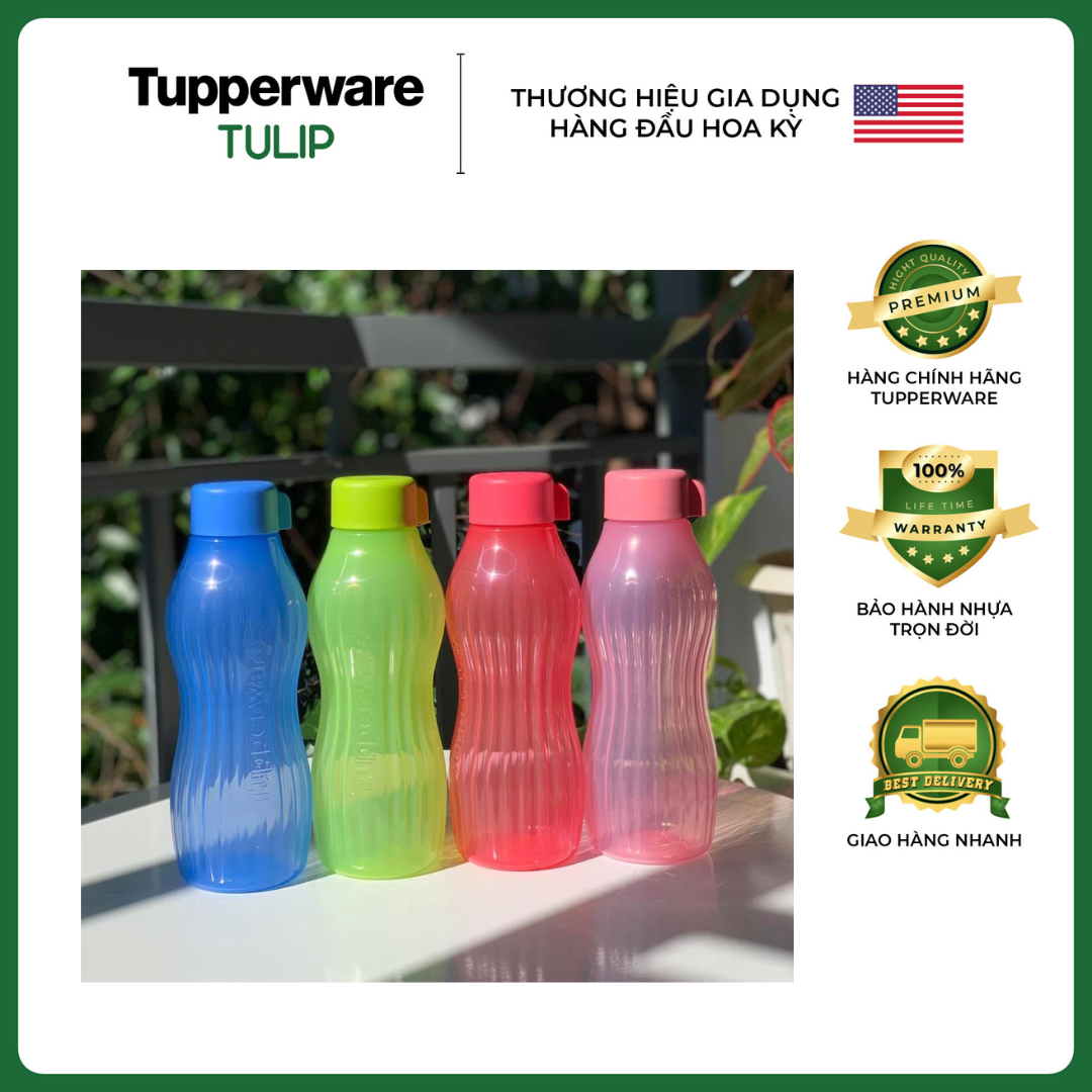BÌNH NƯỚC ECO BOTTLE FREEZERABLE 880ML TUPPERWARE (4 màu) CHÍNH HÃNG 100%