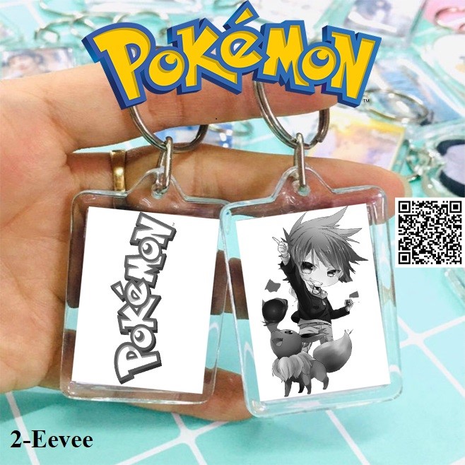 [HCM]Móc khóa hình Pokemon nhà huấn luyện cùng Pokemon 2-Eevee 1111