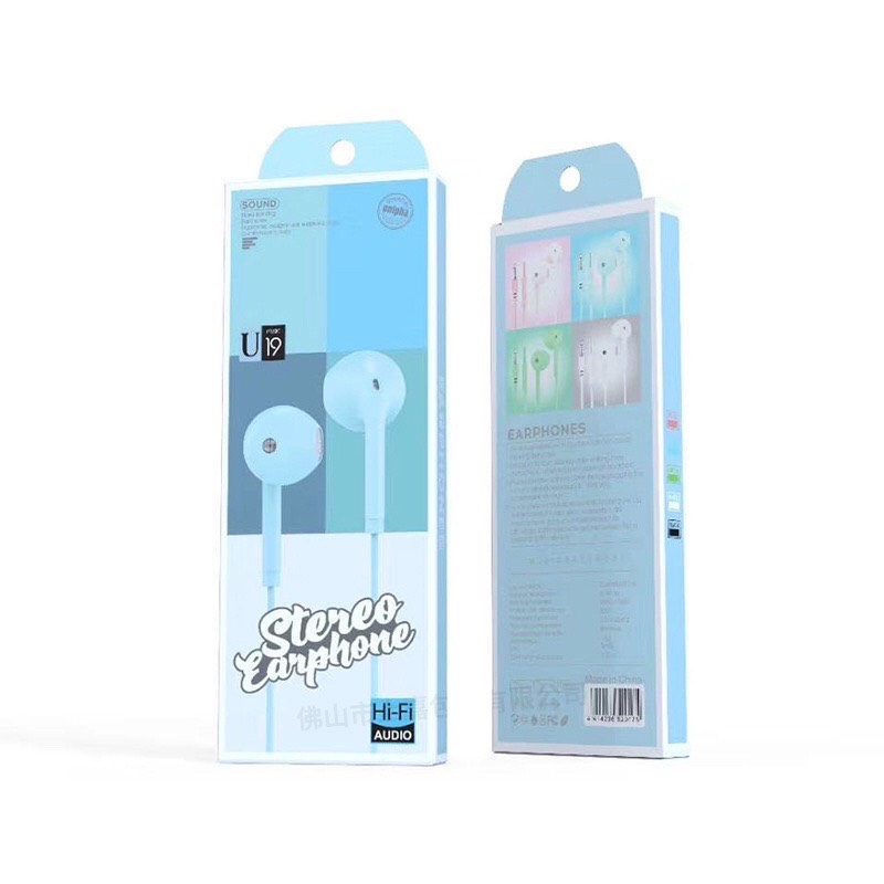 Tai nghe nhét tai U19 giắc cắm 3.5mm có míc dành cho mọi điện thoại Android/iOs 6s 6plus/Samsung