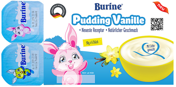 Cháo sữa Burine Pudding Vani [1 Lốc 6 Hũ]