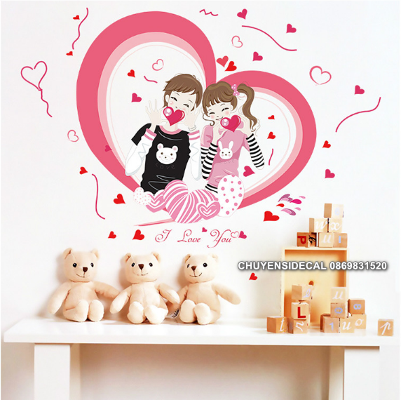 [HCM]Decal trang trí tường - Cặp Đôi Hạnh Phúc
