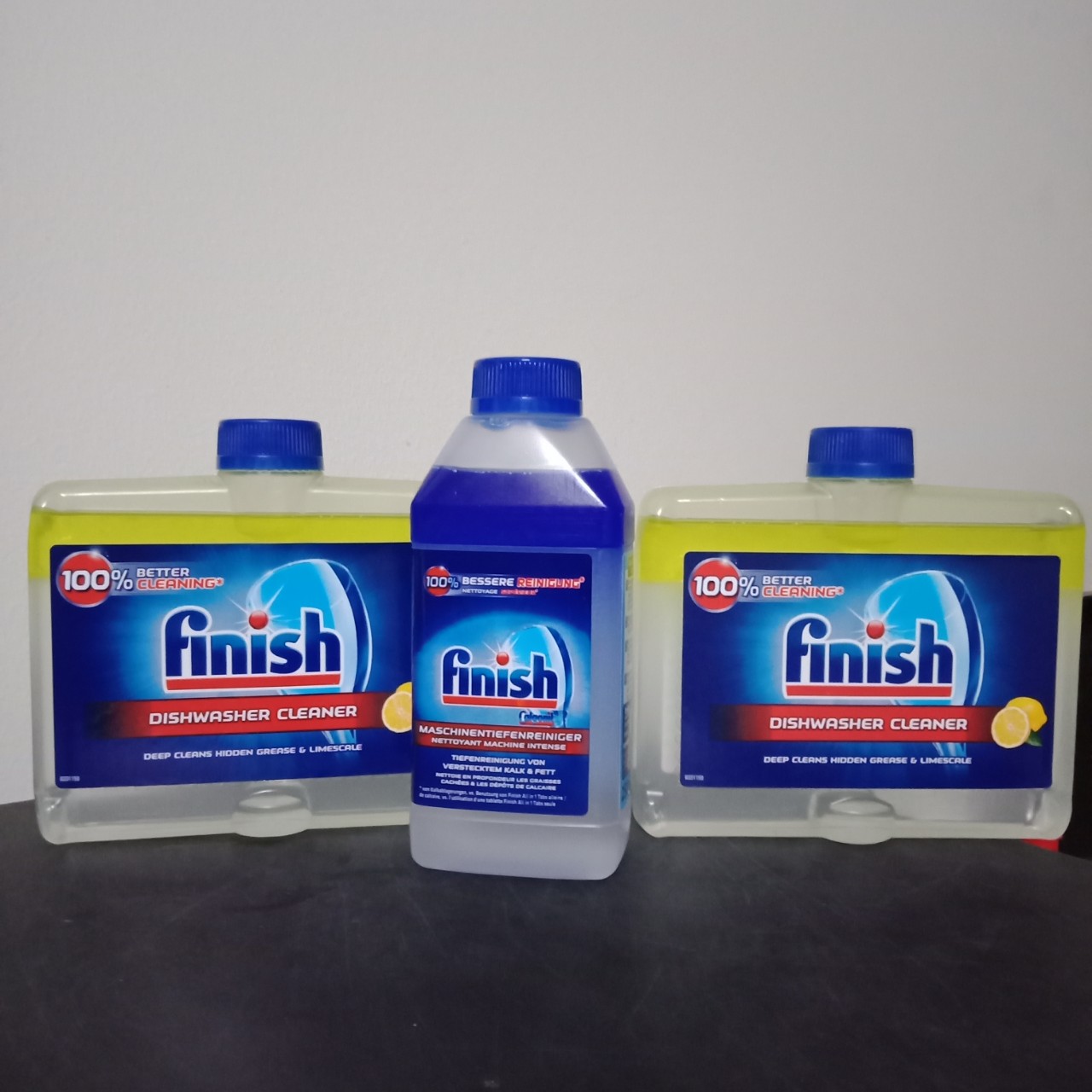 Dung dịch vệ sinh bảo trì máy rửa chén bát Finish chai 250ml HÀNG CHâu Âu