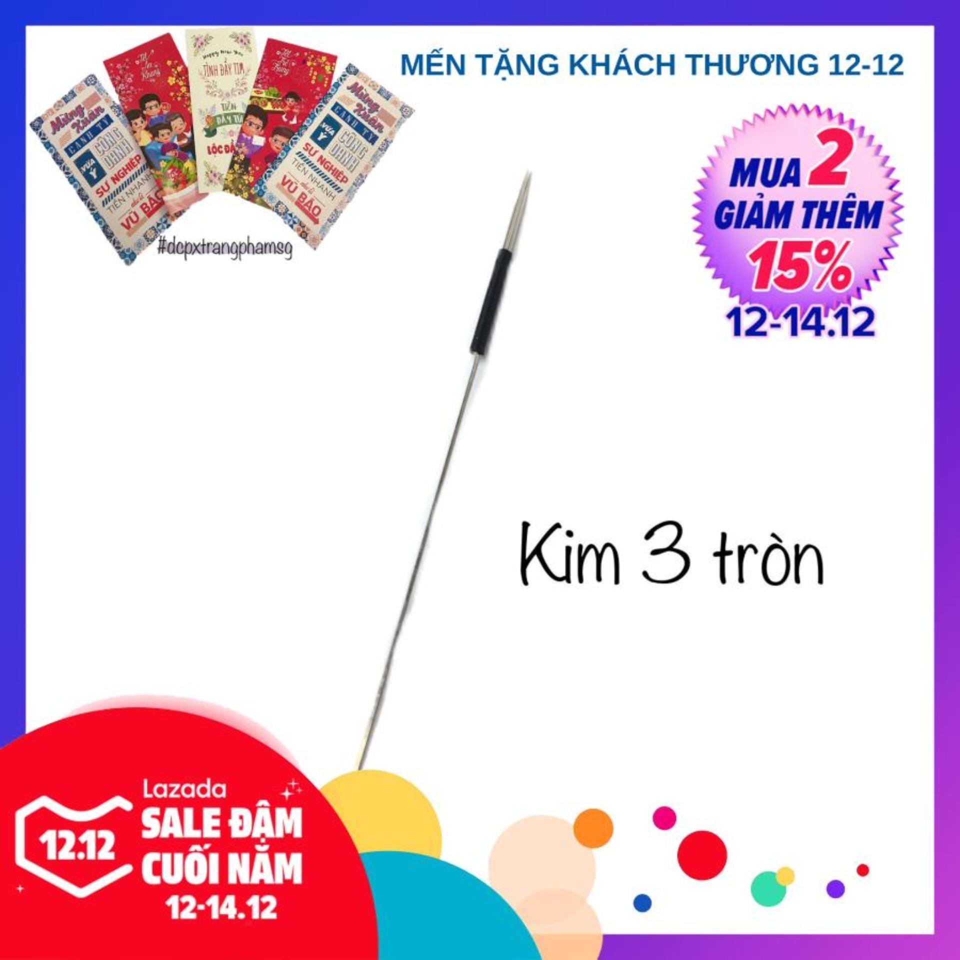 [HCM]Kim 3 tròn 0.35 - Kim phun xăm thẩm mỹ (gói 100 kim)  ( Dụng cụ phun xăm thẩm mỹ )