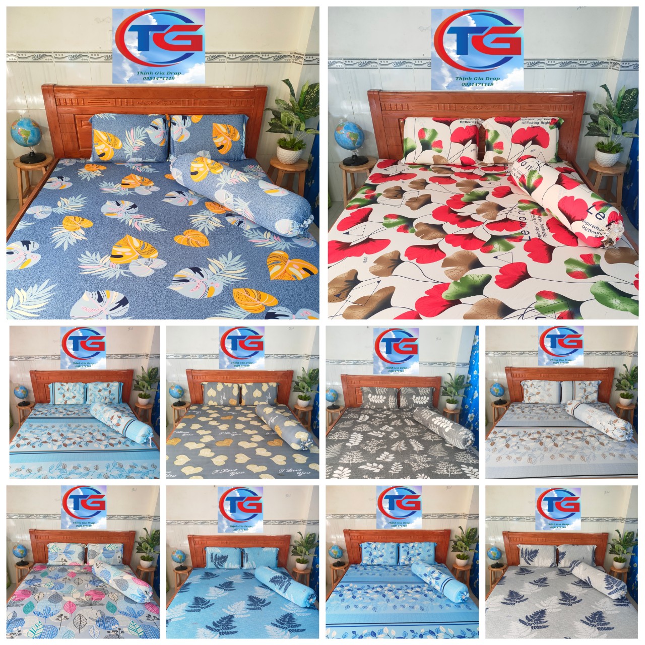 Bộ drap 4món Thun 3D Hàn Quốc ( 1drap + 2 gối nằm + 1 gối ôm)