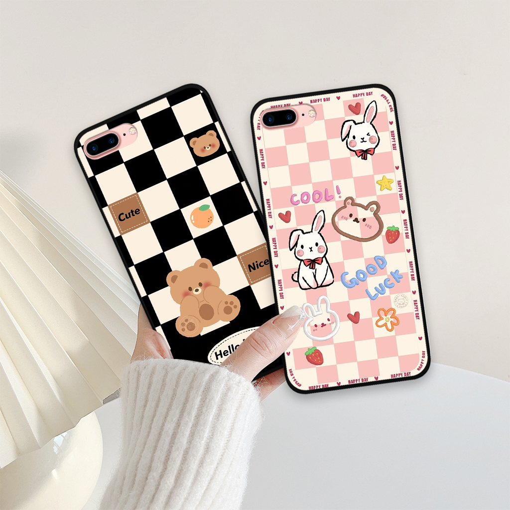 Ốp lưng iphone 7 plus/ 8 plus hình caro gấu, vịt thời trang, dễ thương