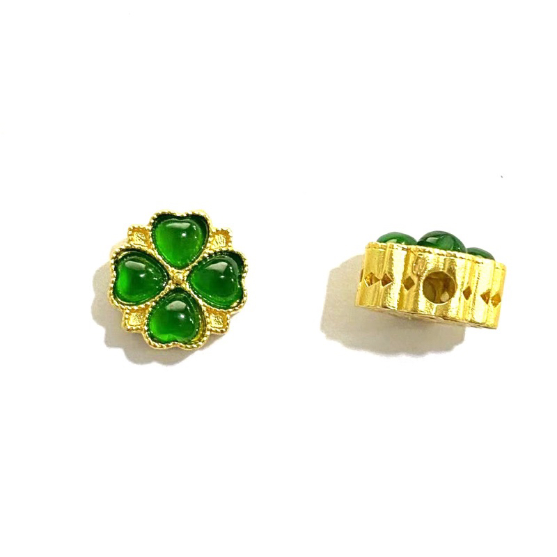 Charm cỏ 4 lá đính đá màu xanh - KL205
