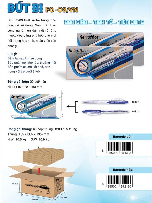 BÚT BI FLEXOFFICE FO-03 - Ngòi Bút 0.5mm