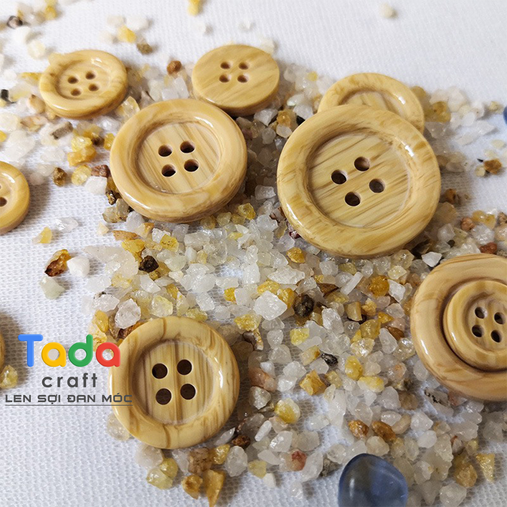 (Set 10 cái) Nút vân gỗ nhựa bóng
