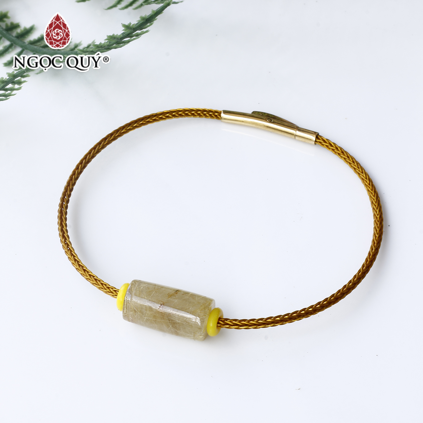 Vòng dây thép lu thống thạch anh tóc vàng 17x9mm mệnh thủy kim - Ngọc Quý Gemstones