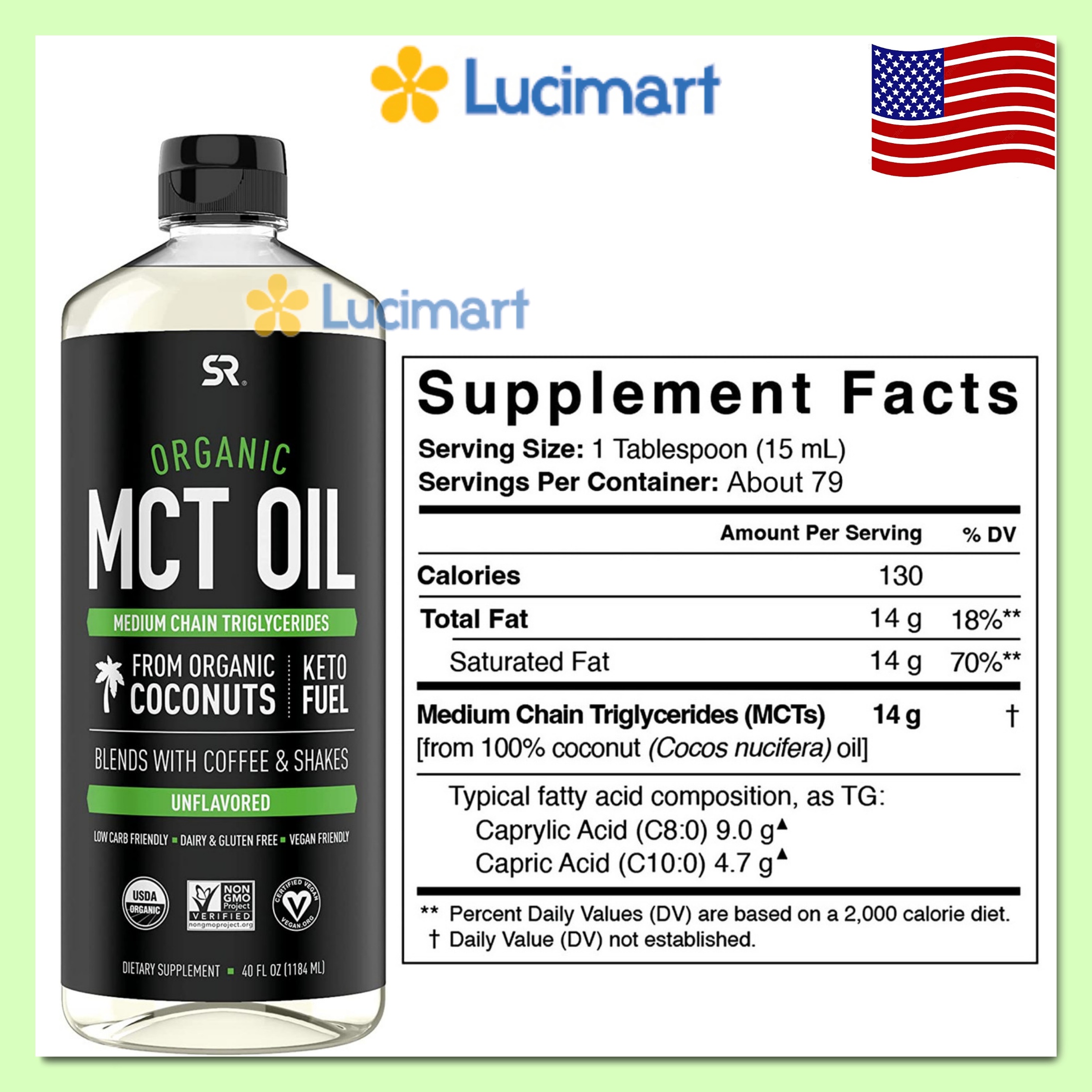 Dầu dừa MCT Oil chuyển hóa chất béo Medium Chain Triglycerides các loại [Hàng Mỹ]