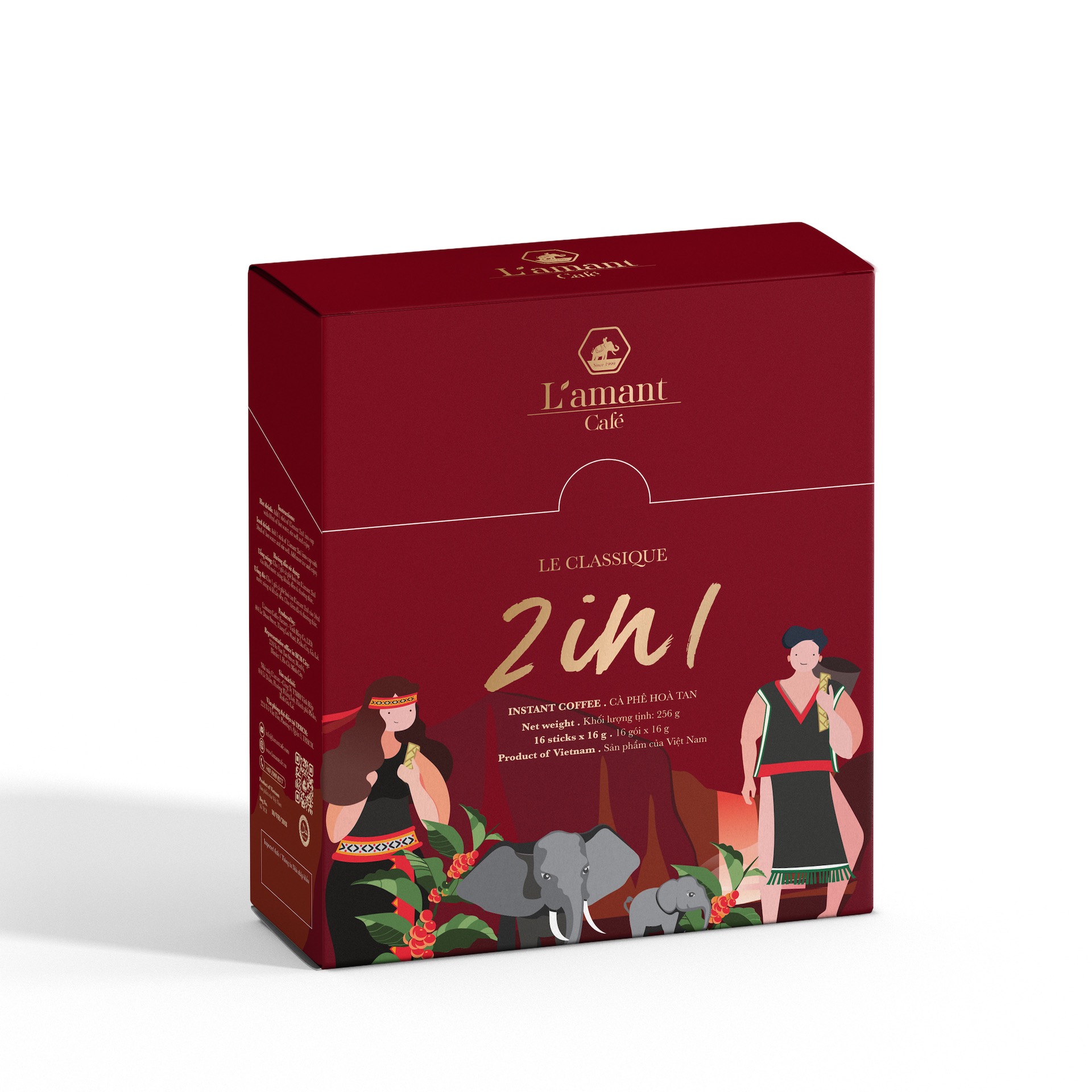 [MỪNG ĐẠI LỄ TẶNG QUÀ MÊ] Cà phê hòa tan đen L'amant 2in1 - L'amant 2in1 Instant Coffee (Hộp 16 gói x 16gr)