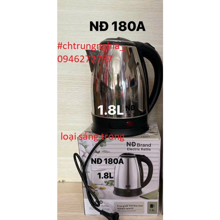 Bình đun nước siêu tốc / ấm đun siêu tốc inox cao cấp 1.8L 2L