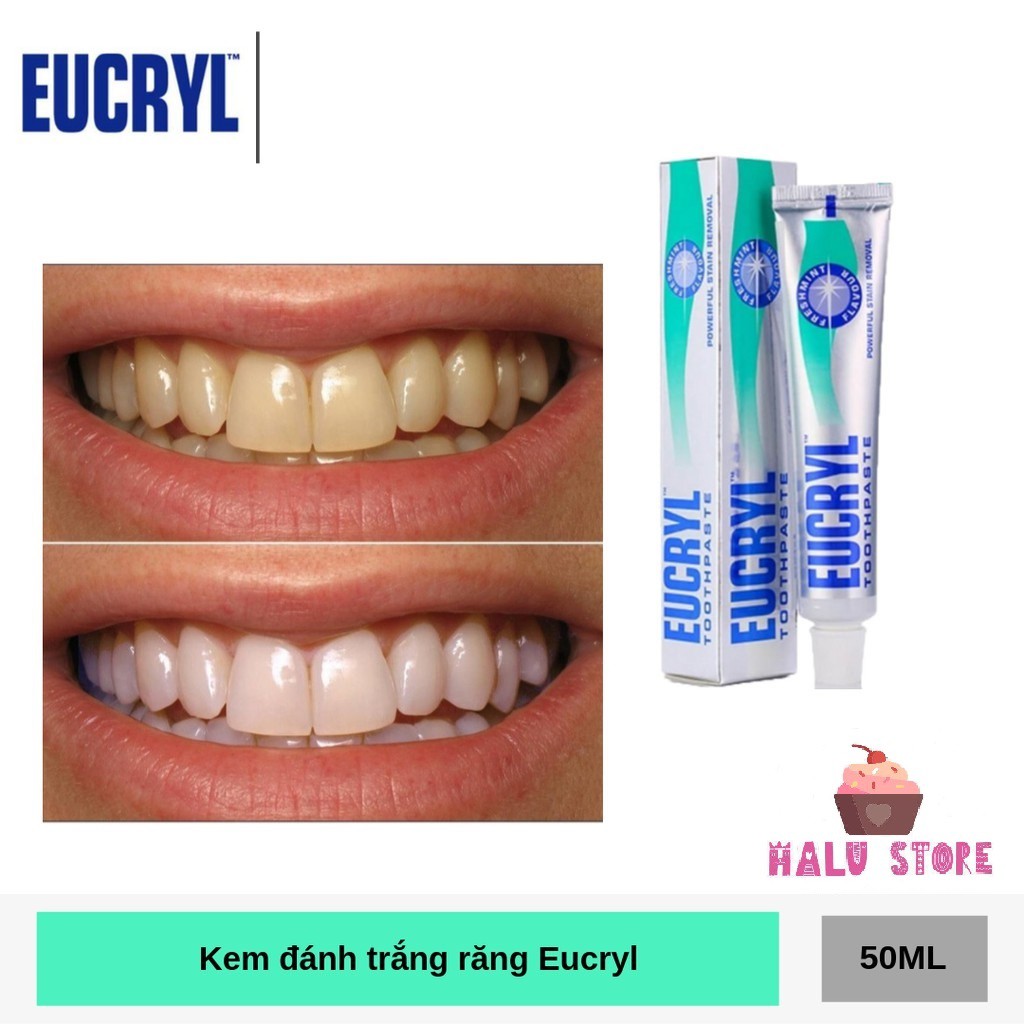 Combo Kem đánh răng Eucryl 62g + Bột tẩy trắng răng Eucryl 50g - Anh Quốc