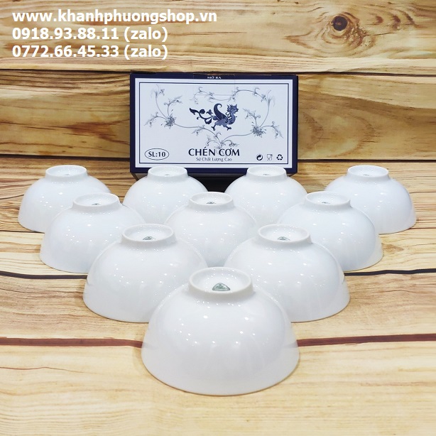 bộ 10 chén sứ trắng Minh Long 11.5CM - bộ 10 chén sứ trắng MINH LONG