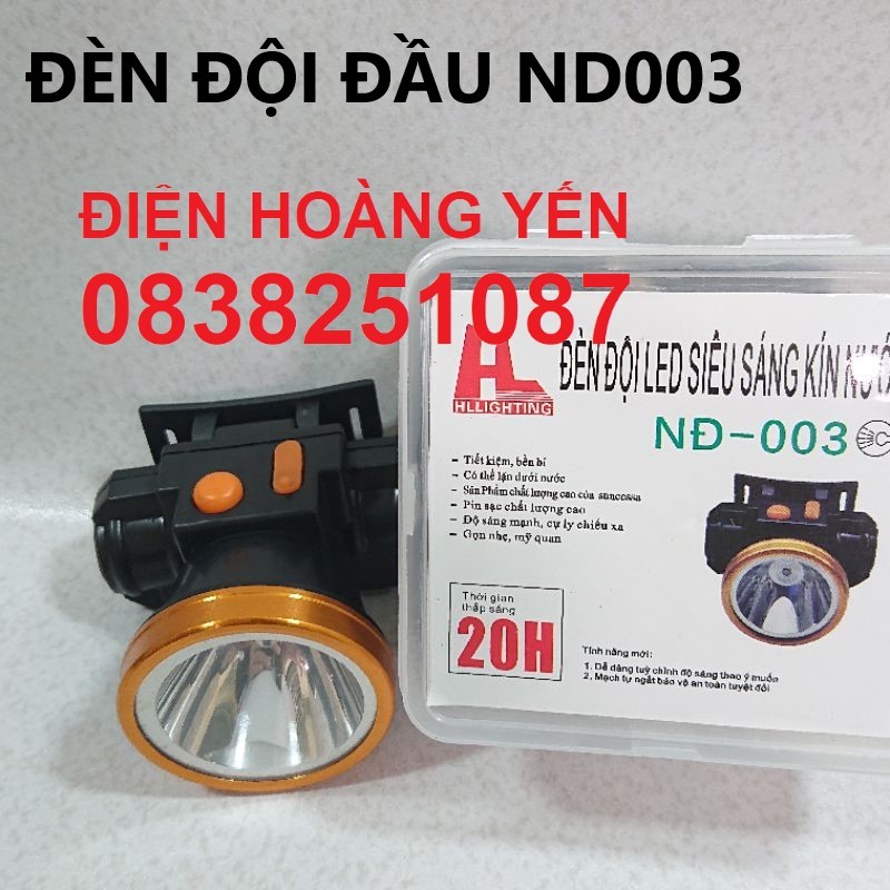Đèn pin led sạc đội đầu nđ 003 choá 5cm