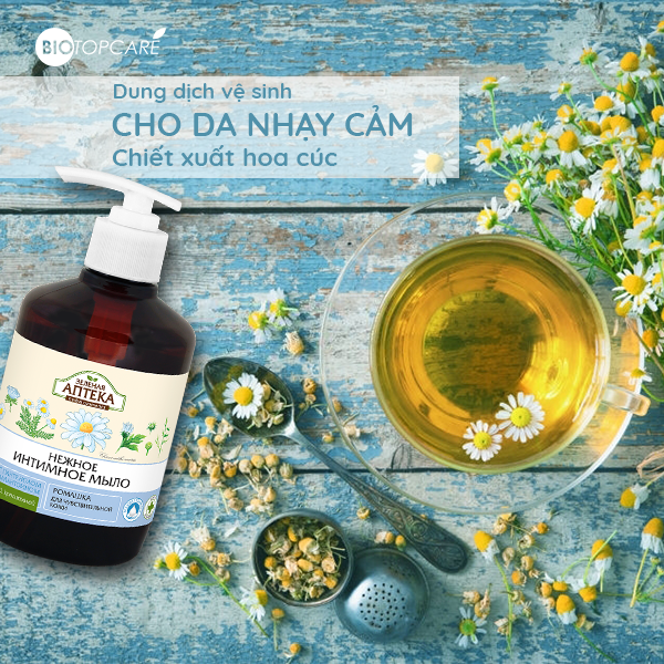 Dung dịch vệ sinh phụ nữ Zelenaya Apteka dành cho da nhạy cảm chiết xuất Hoa cúc 370ml - BioTopcare Official