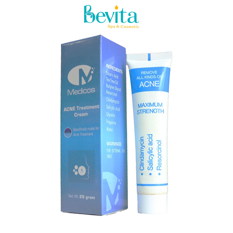 [HCM]Kem giảm mụn dành cho da dầu nhờn MediCos Acne Treatment Cream 25gr Kem giảm mụn bọc - Bevita