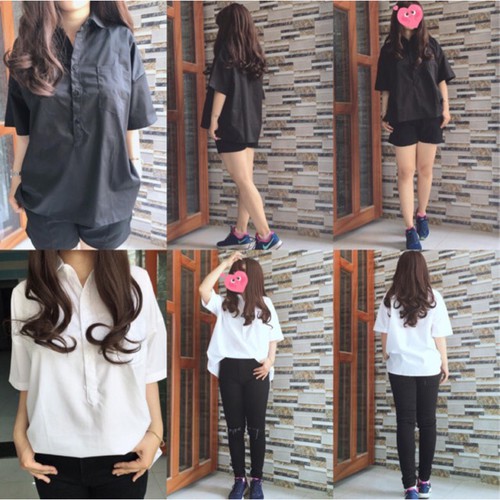Áo sơ mi oversize tay ngắn