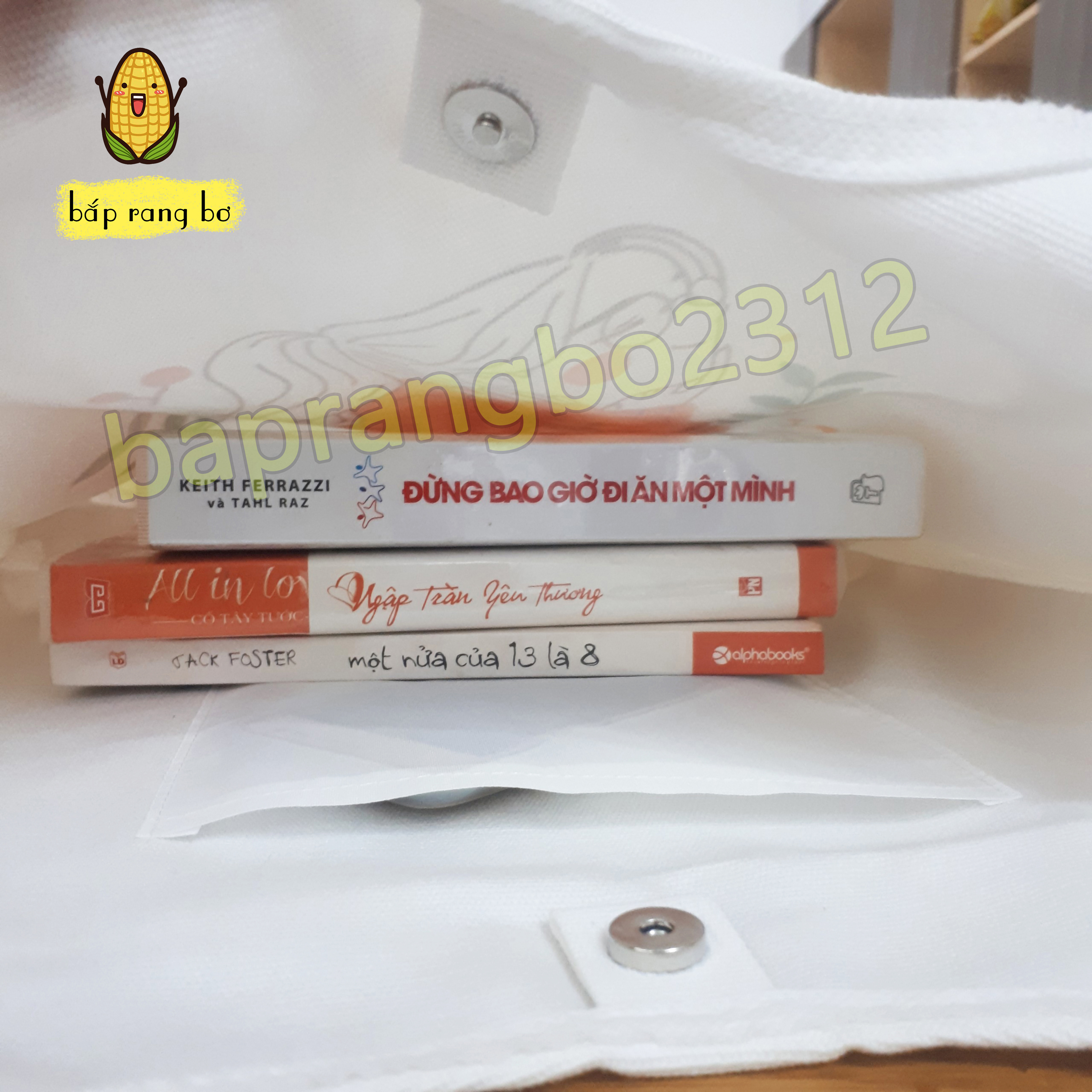 TÚI TOTE TRÒN HÌNH CÔ GÁI (CÓ TÚI CON) - VẢI CANVAS