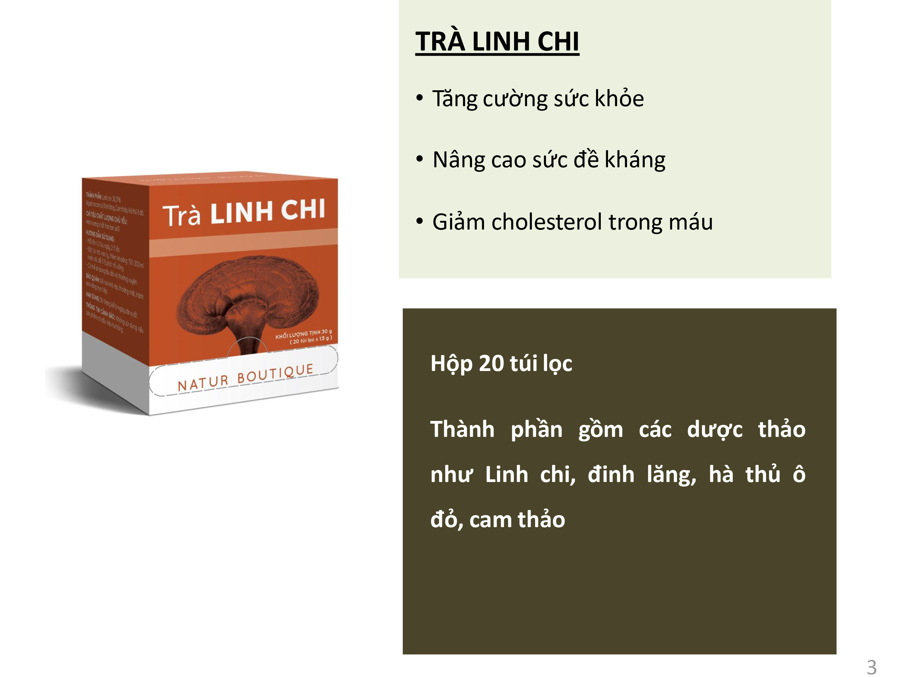 Trà Linh Chi, 20 túi lọc (Reishi Mushroom, 20 teabags)