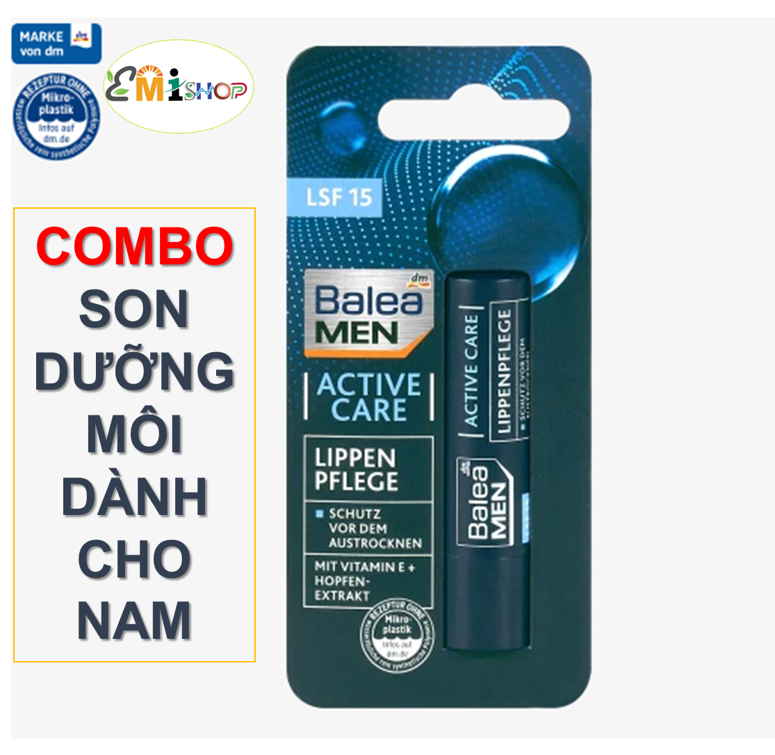 [COMBO] SON DƯỠNG MÔI BALEA DÀNH CHO NAM - CHĂM SÓC MÔI KHÔ - NỨT NẺ - GIÚP MÔI MỀM MỊN - GIẢM THÂM MÔI