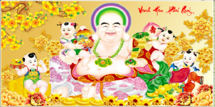 Tranh Đính Đá PHẬT DI LẠC (ĐÁ ABC CAO CẤP). Kích Thước: 1m x 60cm
