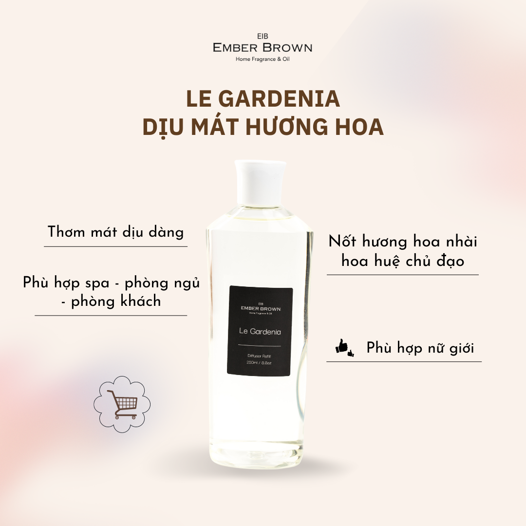 Ember Brown - Diffuser Refill Chai Refill Tinh Dầu Nước Hoa Khuếch Tán Thơm Phòng  250ml