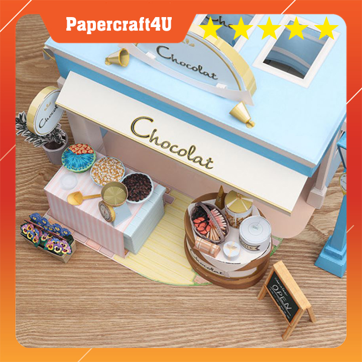 Mô hình giấy 3D kiến trúc: Cửa hàng socola - chocolate