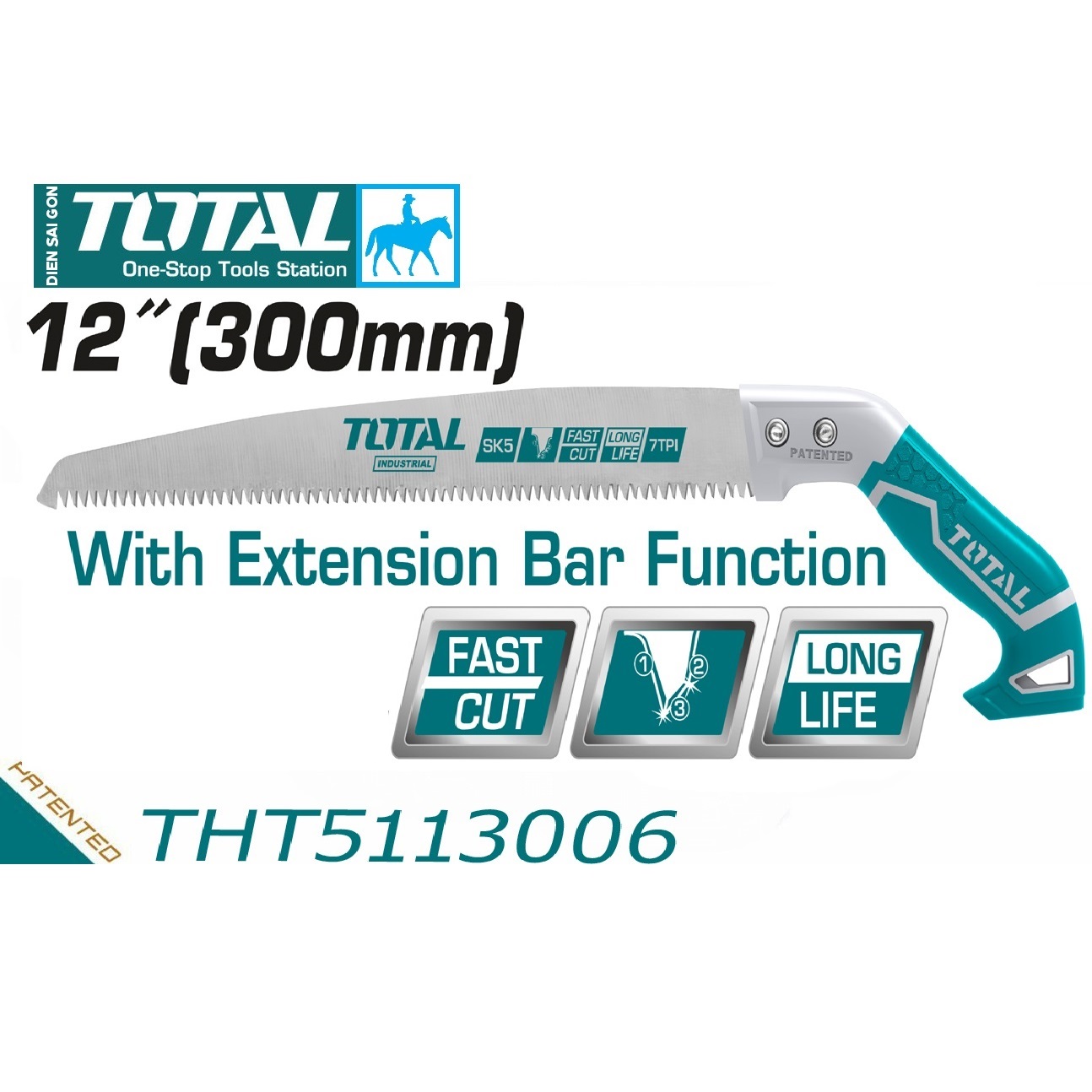 Cưa cầm tay cưa cành cưa gỗ lưỡi thẳng 300mm 12inch sk5 ingco hps3008