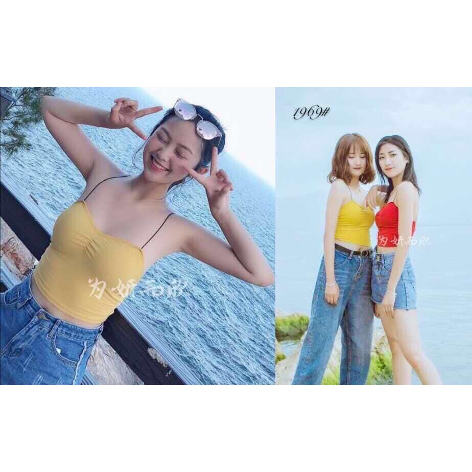 Áo Hai Dây Thun Lụa Form Croptop Đan Dây Chéo Sau Lưng Cực Chất TTSL0121