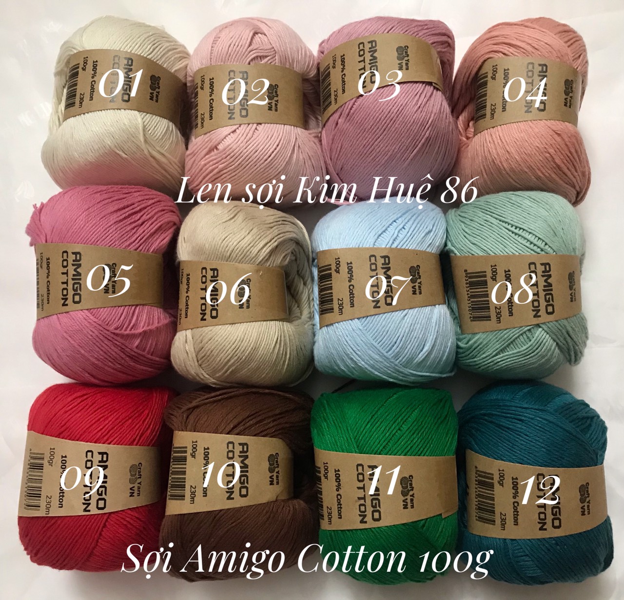 Sợi Amigo Cotton cuộn 100gr