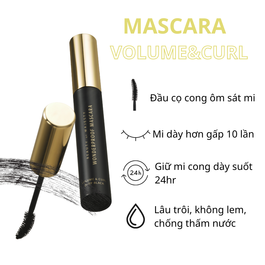BOM WONDERPROOF MASCARA VOLUME&CURL #01 DEEP BLACK 8G