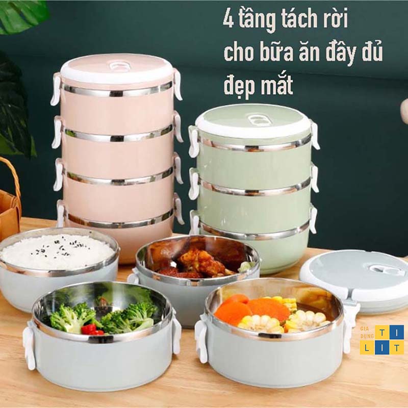 Cặp Lồng Cơm,Hộp Đựng Cơm 4 Tầng Giữ Nhiệt Cao Cấp