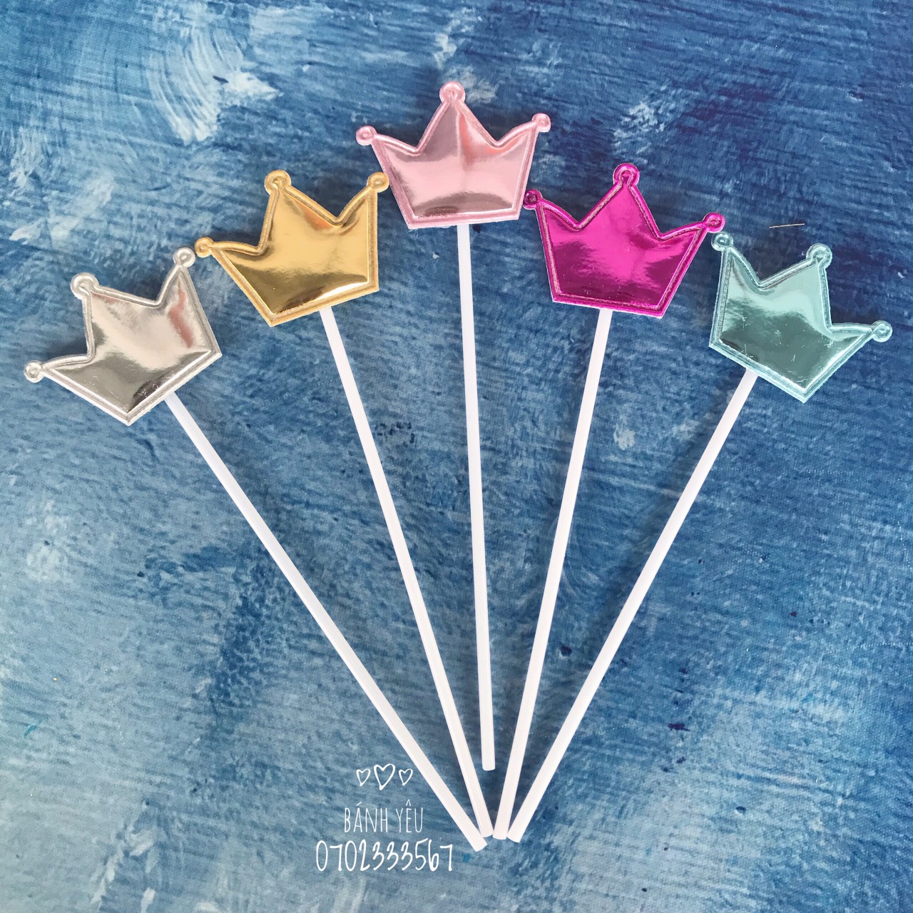 Set 10 que cắm bánh tim sao nhiều màu